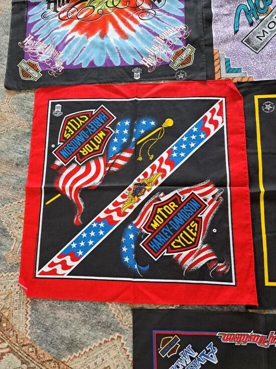 Vintage Harley-Davidson Bandanas Lot 10 American Made Motorcycles Multicolor - Picture 5 of 11